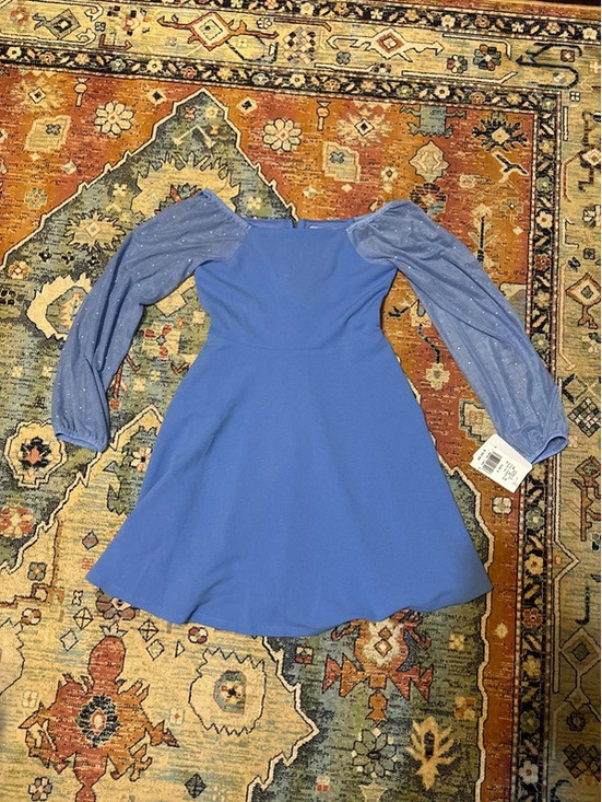 SO Other - SO Blue Long Sleeve Skater Dress with Sparkle Sleeves – Girls Size 8 NWT